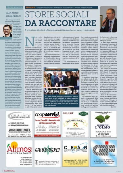 Questo articolo è stato pubblicato nel n.12/2014 del mensile "La Romagna Cooperativa"