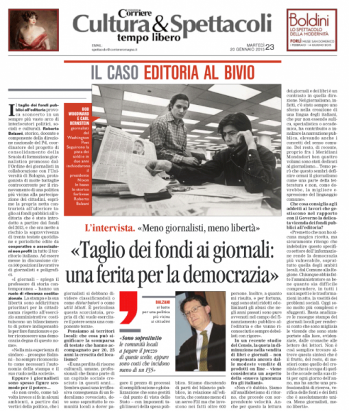 L'intervista è apparsa sul Corriere Romagna del 20/1/2015