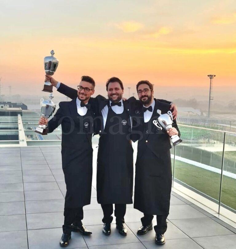 Da sx Andrea Peruzzi, Andrea Laghi il vincitore, Marco Curzi